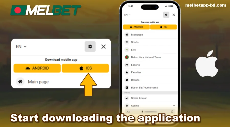 Start downloading Melbet BD App iOS