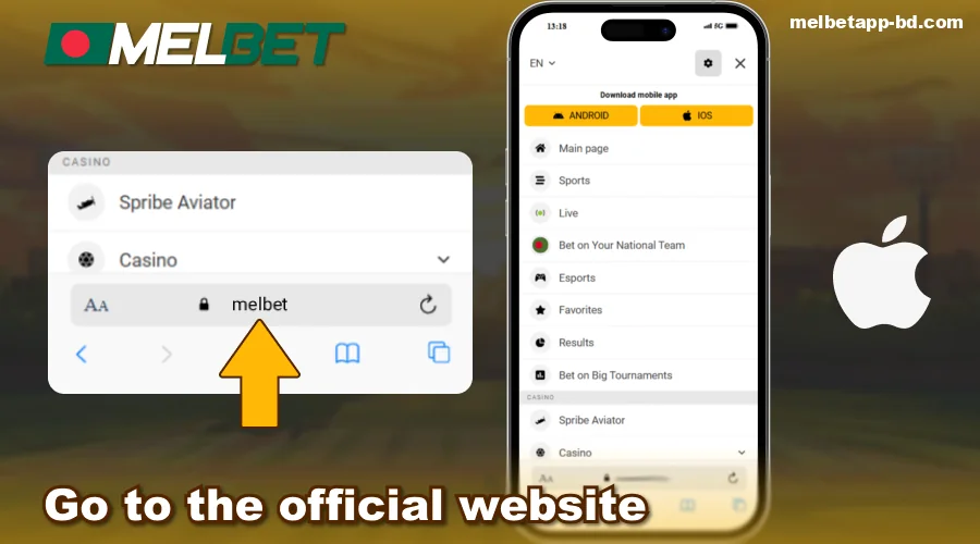 Go to the Melbet Bangladesh mobile site