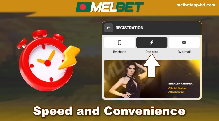 Speed of registration in the Melbet BD app