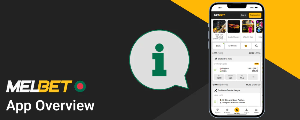 The Melbet app provides an overview of its features and functionality