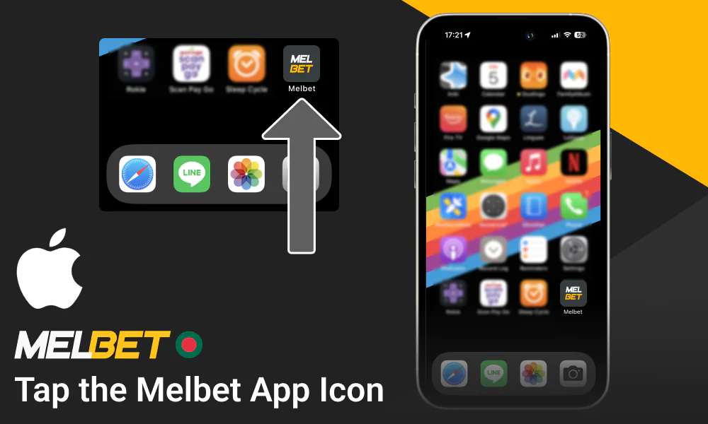 Tap the Melbet app icon on your device home screen
