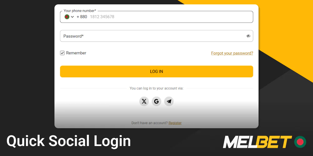 Register quickly through social media