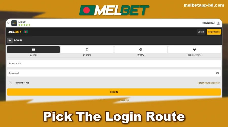 Pick The Log In Route in Melbet BD